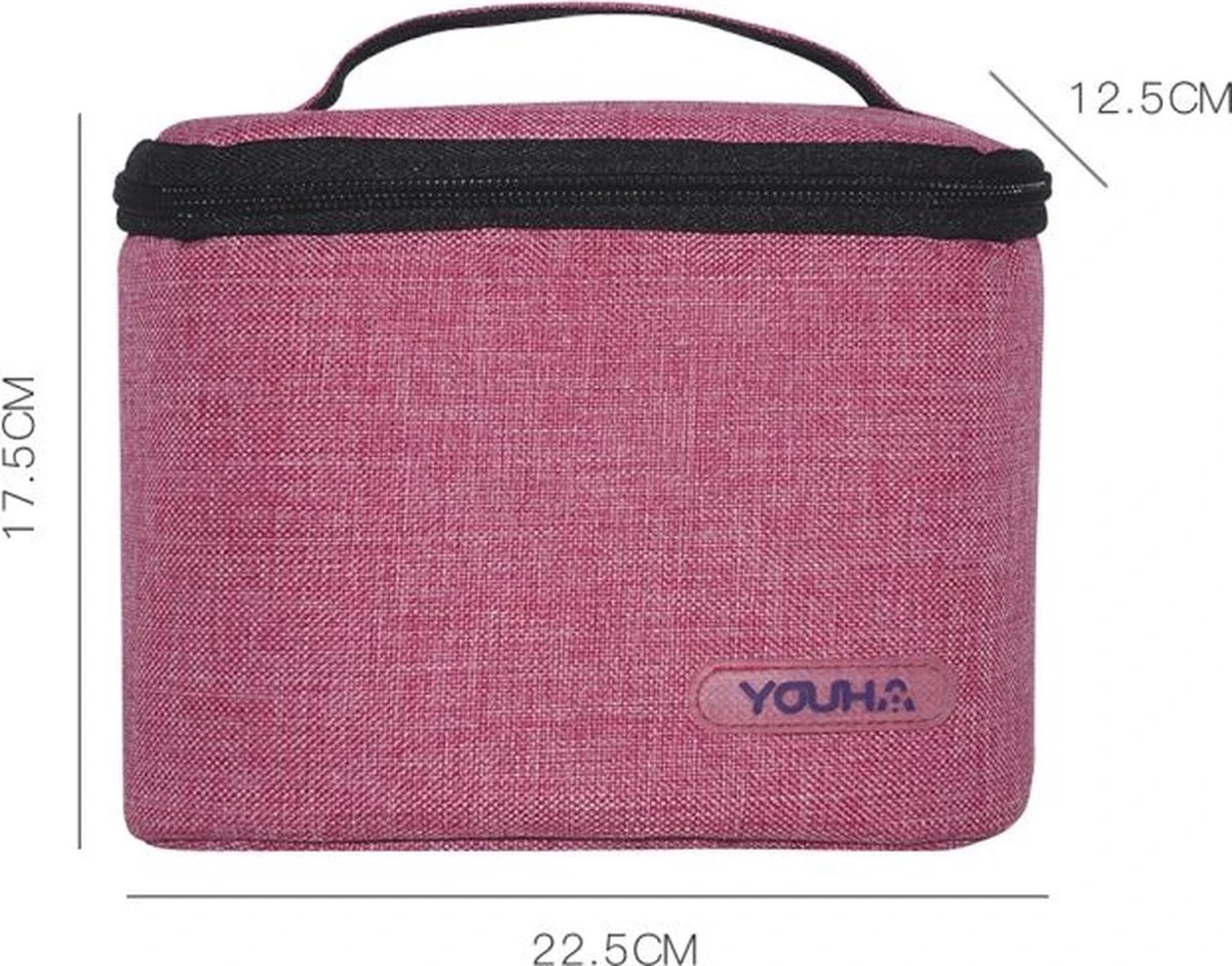 Youha® Koeltas Met Koelelement - Babymelk Koelen - Moderne Moedermelk Tas - Babymelk Koud Houden - Handig Draadbaar - Kleur: Roze/Paars - Afbeelding 2