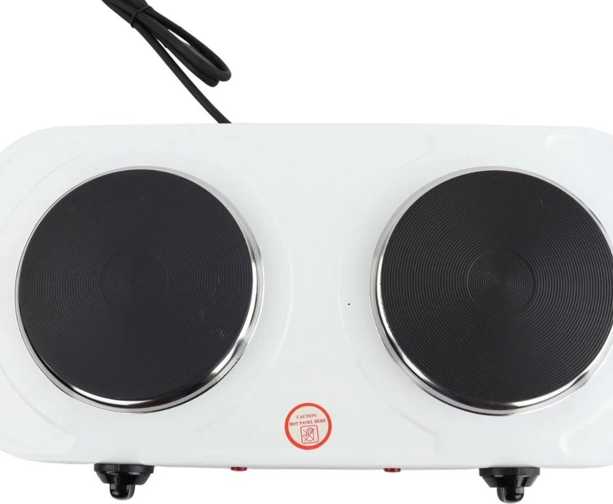 Orange85 Kookplaat - Elektrisch - 2 Pits - Kampeer Accessoires - Wit - 48x27x5cm - Metaal - Fornuis - Vrijstaand - Afbeelding 2