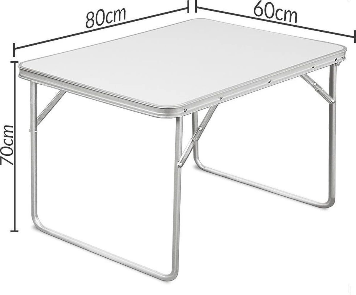 Merkloos Aluminium Inklapbare Tuintafel - Campingtafel - 80x60x68 Cm - Afbeelding 2
