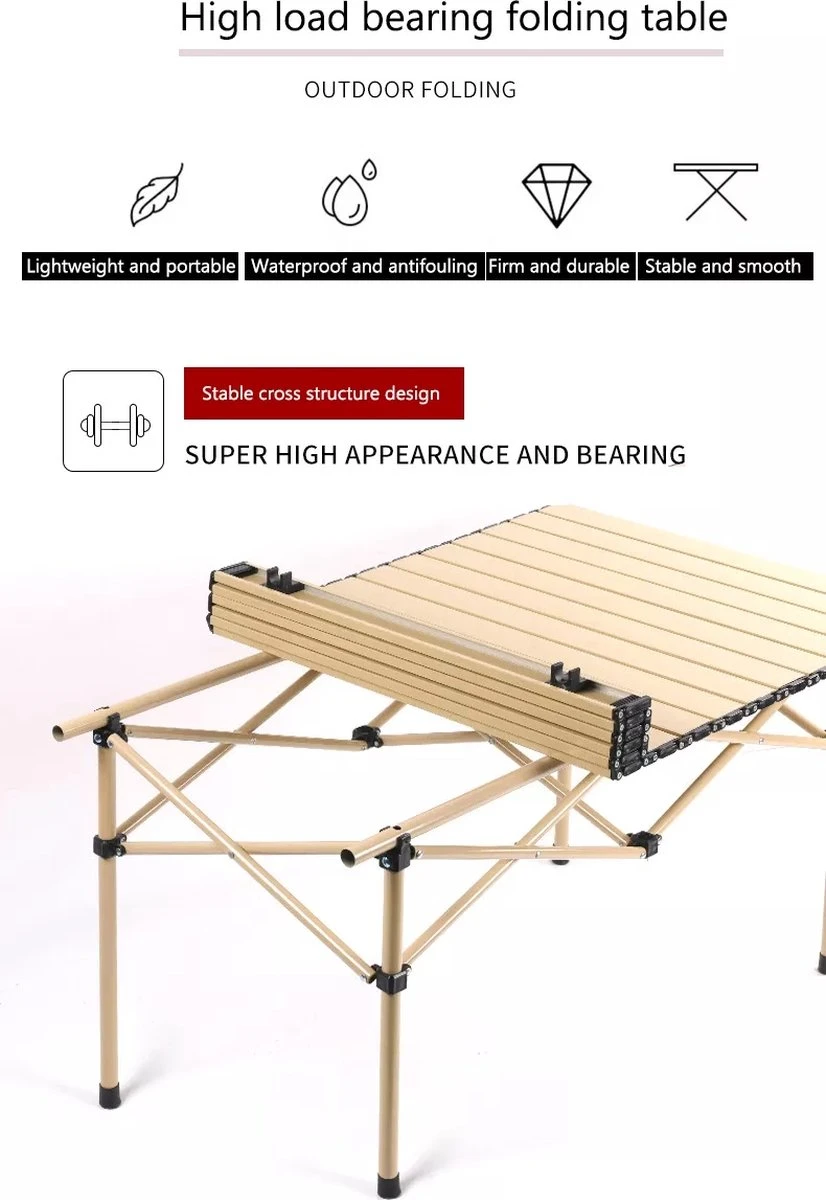 Buxibo - Lichtgewicht Vouwbare Campingtafel - Inklapbaar - Vis/Tuin/Picknick Tafel - Kamperen - Met Opberghoes - Aluminium - Grijs - Afbeelding 2
