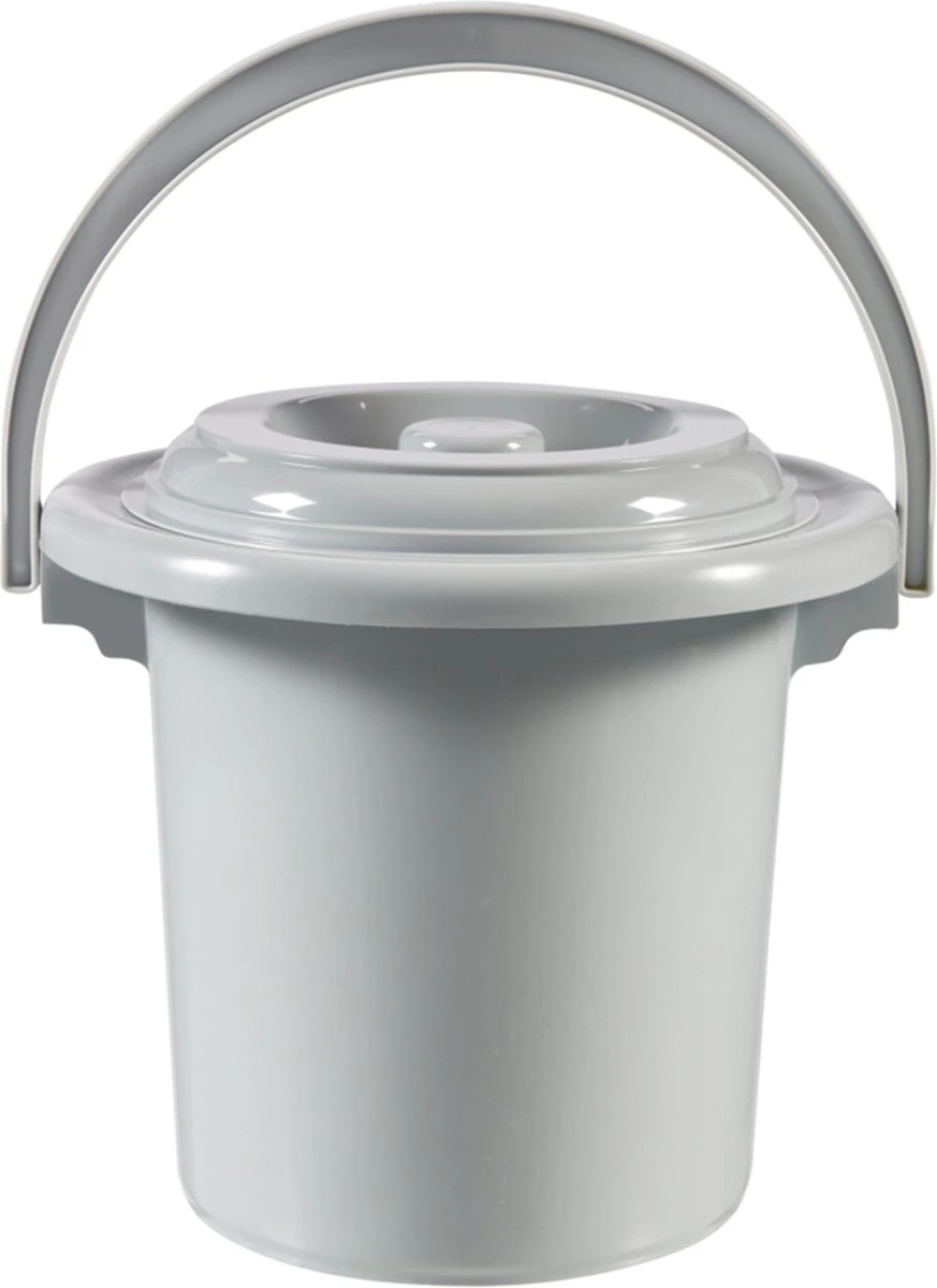 Curver Camping Toiletemmer - Met Deksel - 5 L - Ø 23,5 Cm - Lichtgrijs
