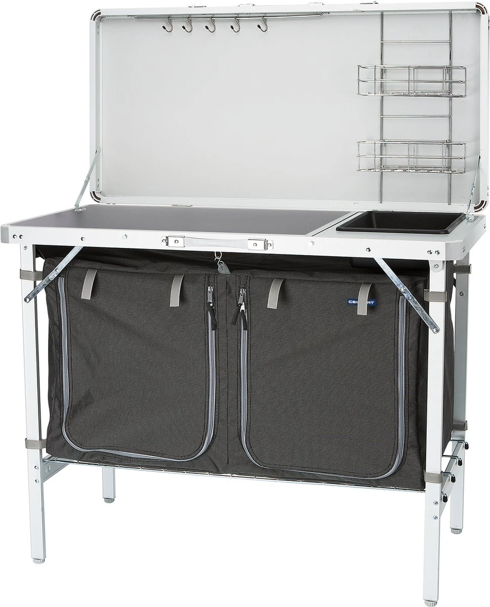 Campart Campingkeuken KI-0757 – Complete Keuken En Campingkast – Opvouwbaar En Inclusief Draagtas - Grijs - Afbeelding 10